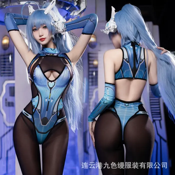 Cyber Future See-Through Backless Cosplay Battle Girl Costume Set